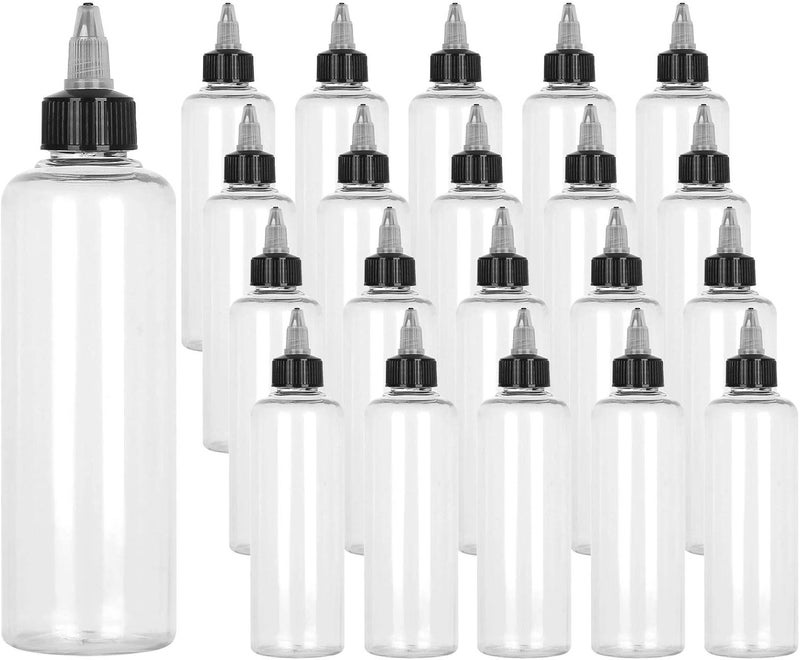SENENQU 32PCS Round LDPE Plastic Squeeze Bottles Natural Boston Round Bottles Dispensing Bottles with Twist Top Cap for Crafts Art Glue and More4oz Clear - Image 1