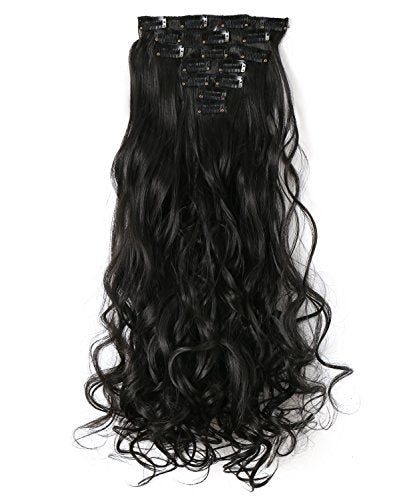 OneDor 20 Curly Full Head Clip in Synthetic Hair Extensions 7pcs 140g 2Darkest brown