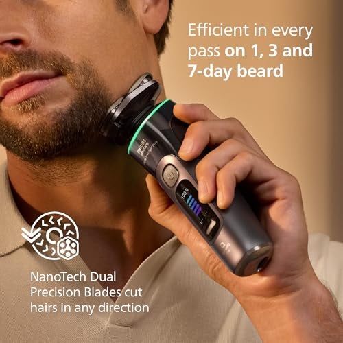 Norelco Philips Norelco Shaver i9000 Prestige Ultra, Wet & Dry Electric Shaver, Dark Slate, SenseIQ Pro Technology, Triple Lift & Cut System, 360 Rotating NanoTech Precision Blades, Quick Clean Pod, XP9402/86 - Image 5