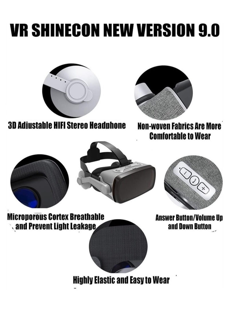 Captaintech VR Headset, 3D VR Headset with Remote Controller, Virtual Reality VR 3D Glasses VR Set 3D Virtual Reality Goggles, Controller, Adjustable VR Glasses Support 4.7-6.0 Inches Smartphones - Image 5