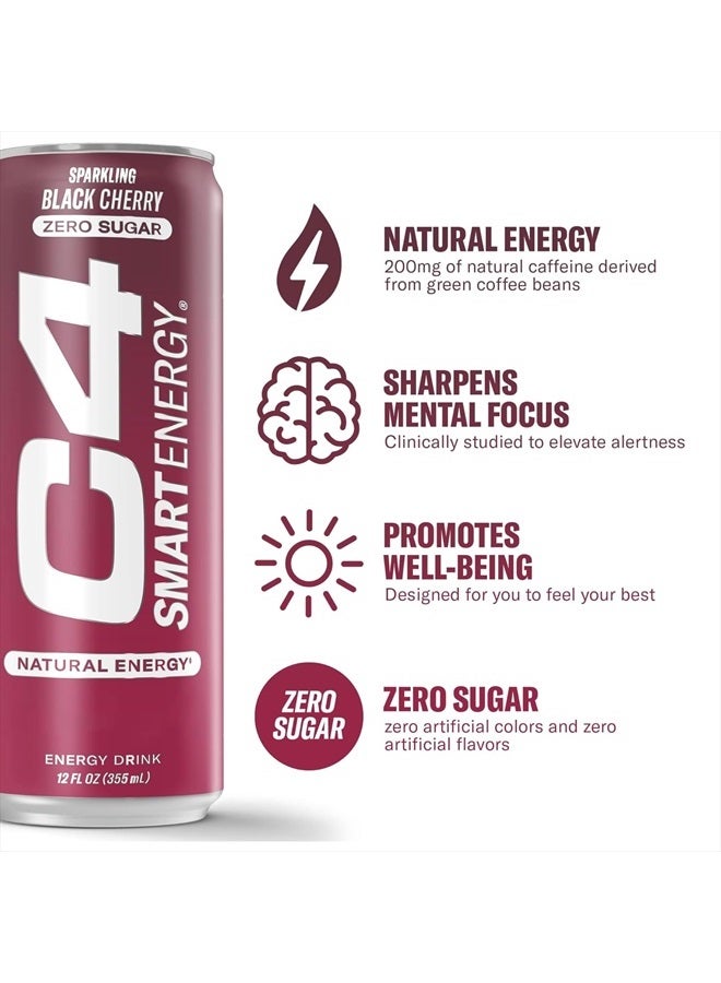 CELLUCOR C4 Smart Energy Drink - Sugar Free Performance Fuel & Nootropic Brain Booster, Coffee Substitute or Alternative | Black Cherry 12 Oz - 12 Pack - Image 5