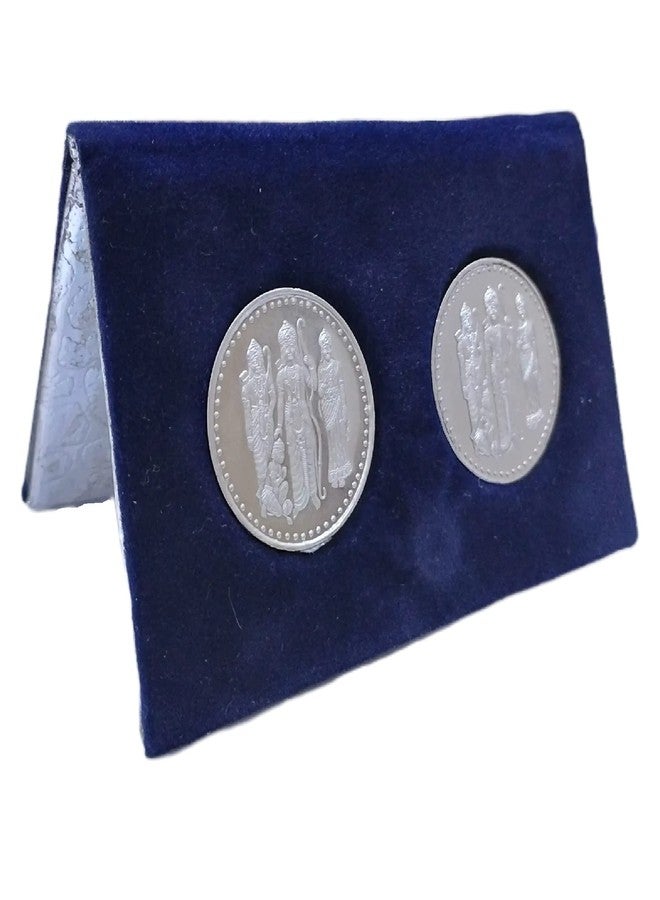 NINE10 German Silver Coins 10 Grams Silver Plated of Ram Darbar for Ram Navami Pooja or Diwali Gift Items for Men, Women, Staff, Customer, Clients, Corporate with Velvet Gift Box (Pack of 4 Pair) - Image 3