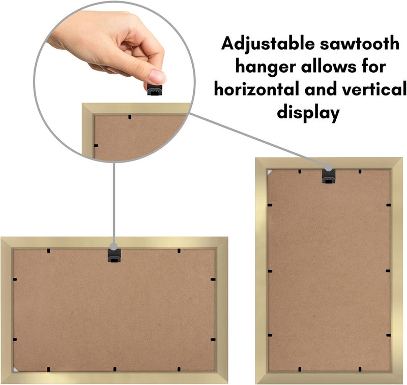 Americanflat 8.5x14 Picture Frame in Gold - Engineered Wood with Shatter Resistant Glass - Horizontal and Vertical Formats for Wall - Image 5