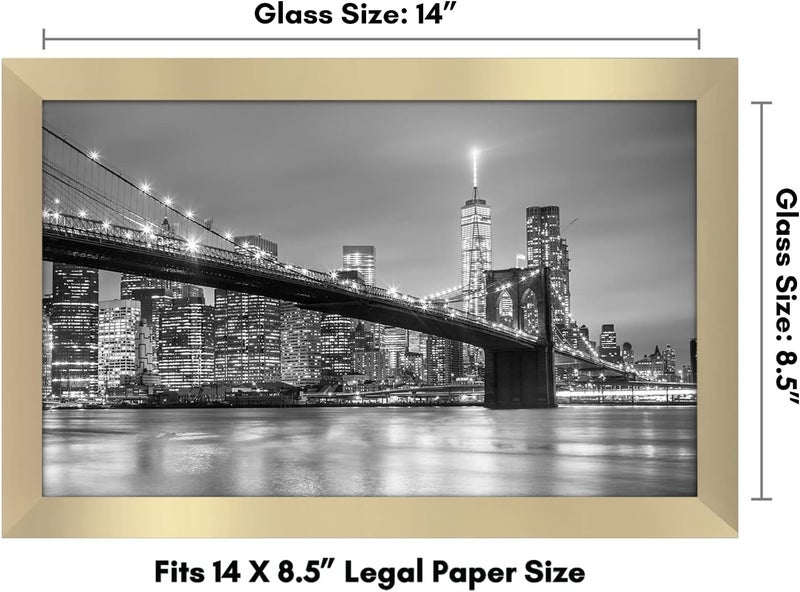 Americanflat 8.5x14 Picture Frame in Gold - Engineered Wood with Shatter Resistant Glass - Horizontal and Vertical Formats for Wall - Image 2