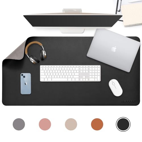 AROPANA Anti-Slip Extended Mouse Pad, PU Vegan Leather Desk Mat, Computer Desk Table Protector Pad with Non-Slip Suede Base for Keyboard, Desktop, Laptop, Office (120x60CM, Black) - Image 1