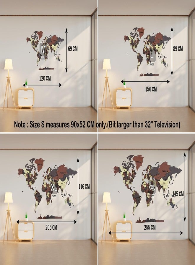 Elk 3D Wooden World Map Wall Decor with Country Names & Capitals | Premium Multilayer Laser Cut Wall Art | Easy DIY Installation | Travel Theme Home Decor for Living Room, Office - Image 2