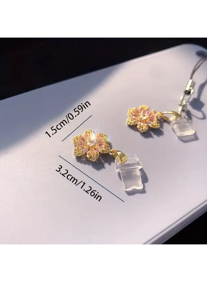 Sparkling Pink Zirconia Flower Phone Dust Plug For Type C Valentine Gift Pendant - Image 2