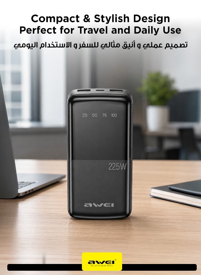 أوي باور بانك بسعة 20,000 ملي أمبير - شاحن محمول سريع  بقدرة 22.5 واط  مع شاشة رقمية، يدعم تقنيتي الشحن السريع PD و QC، تصميم صغير الحجم و سهل الحمل، شحن متزامن لأجهزة آيفون و سامسونج و جالكسي و آيباد برو و غيرها 20000 mAh - Image 2