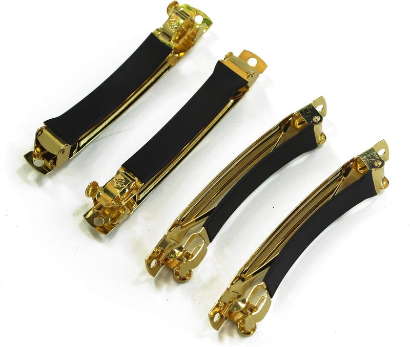 ALL in ONE 10pcs 80mm French Barrette Hair Clips for DIY Craft Project (Gold 80mm with Leather Protect)