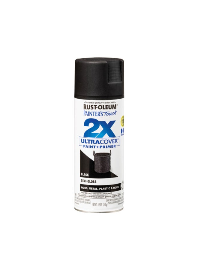 RUST-OLEUM Painter's Touch 2X Ultra Cover Semi-Gloss Spray Paint and Primer Black 12oz 334097 - Image 1