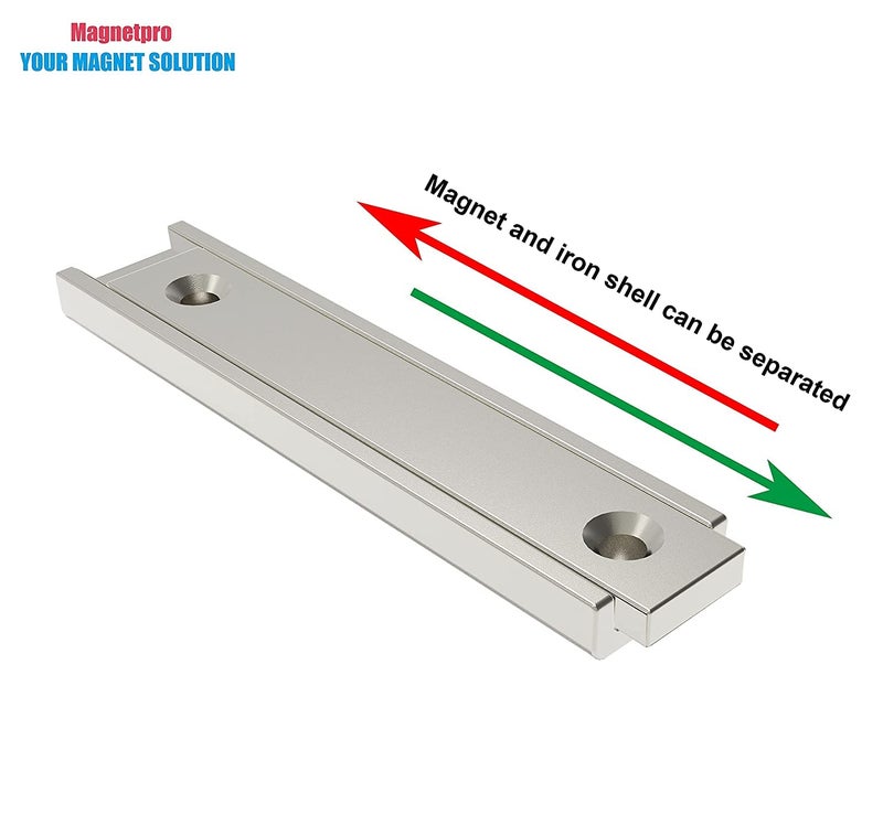 Magnetpro Neodymium Rectangular Magnets 70 LB Force Size 2.36" x 0.53" x 0.20" with Countersunk Hole and Steel Capsule, Strong Household and Industrial Rare Earth Magnet with Screws Pack of 8 - Image 3