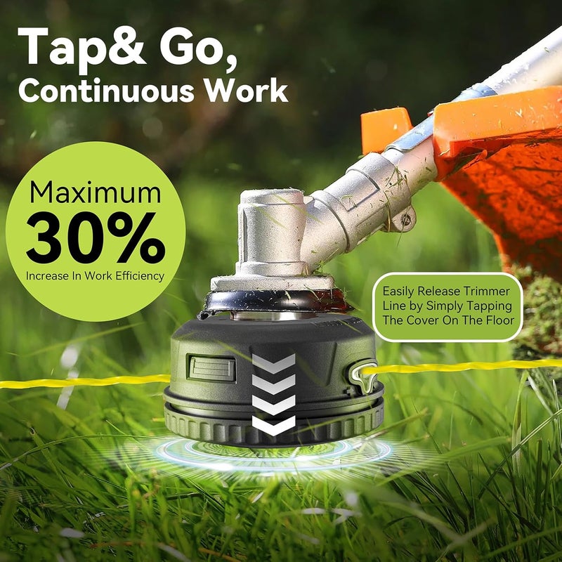 رأس أداة قطع الأعشاب ، رأس أداة قطع عالمي متوافق مع Echo Speed Feed 400، Ego، Ryobi، Dewalt، Stihl، رأس بديل لأداة قطع الخيوط مع خيط قطع بط��ل 16 قدم وقطر 0.095 بوصة، 6 محولات، نظام بسيط للنقر والانطلاق - Image 5