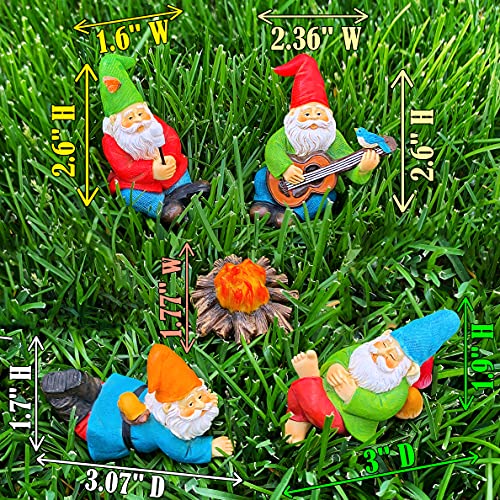 Mood Lab Miniature Garden Gnomes - Camping Gnome Kit of 5 pcs - Figurines & Accessories Set - Outdoor or House Decor - Image 3