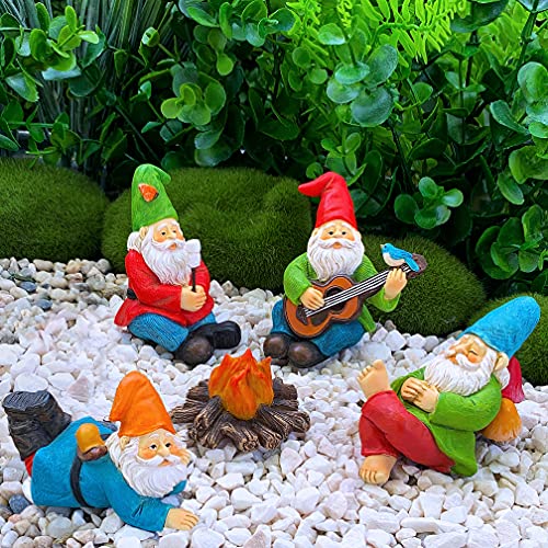 Mood Lab Miniature Garden Gnomes - Camping Gnome Kit of 5 pcs - Figurines & Accessories Set - Outdoor or House Decor - Image 4