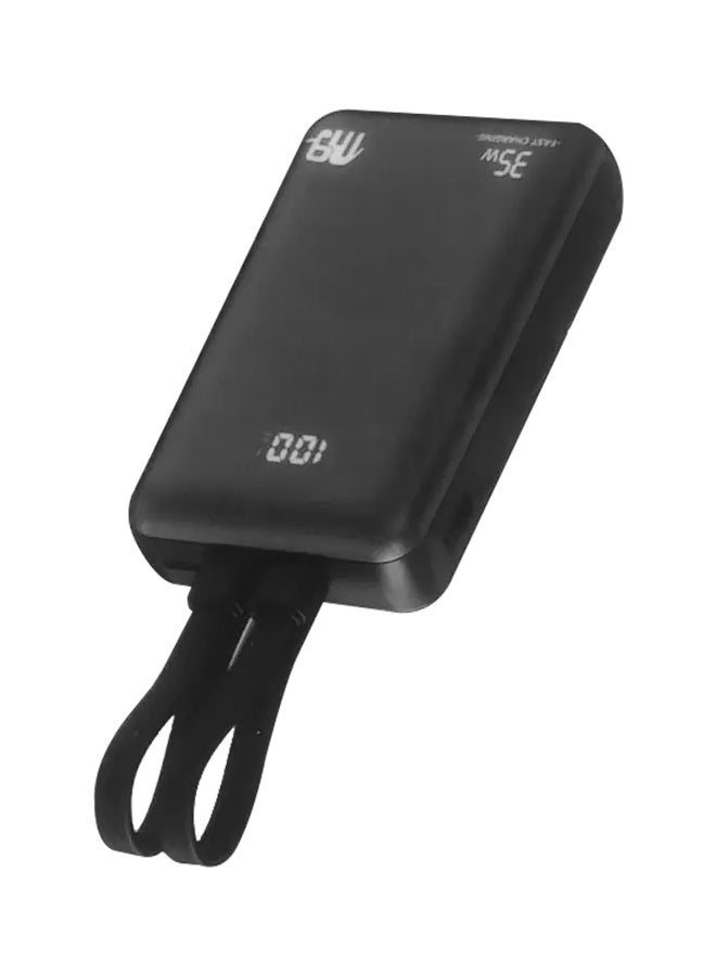 Nine DUO Power Bank 10000 mAh 35W, Fast Charging, Built-In Two Line - Black - Image 1