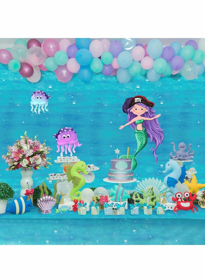 SYOSI Party Table Cover, 3 Pcs Ocean Waves Underwater Bubbles Plastic Tablecloth 54" x 108" Ocean Under The Sea Table Cloth Blue  - Image 5
