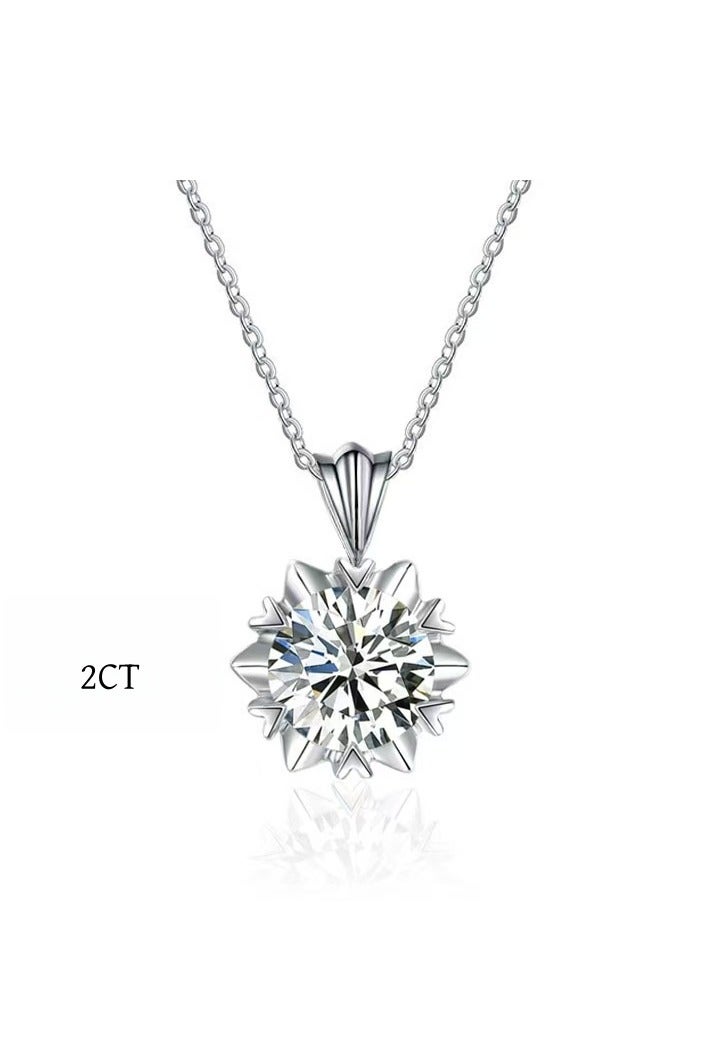 Akali Women's Moissanite Necklace, 2 Carat Lab-Created Diamond Necklace, 925 Sterling Silver Plated with 18K White Gold, Single Pendant Jewelry - Image 1