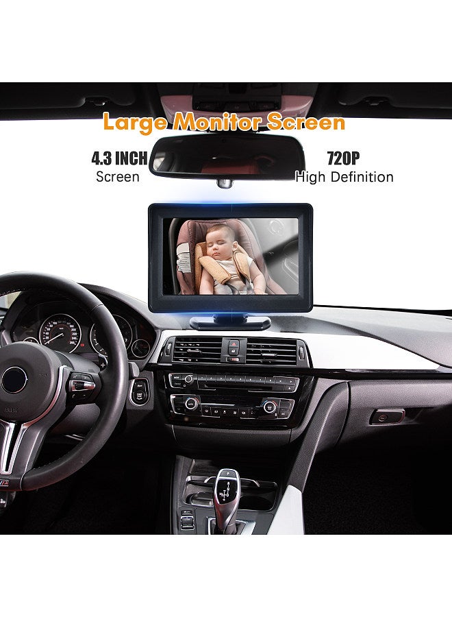 Generic Baby Car Monitor 720P Monitor Camera for Baby Rear Facing Seat 4.3 Inch Car Seat Mirror Display 150° Wide View Night Vision Baby Car Mirror Camera Easy Installation  - Image 5