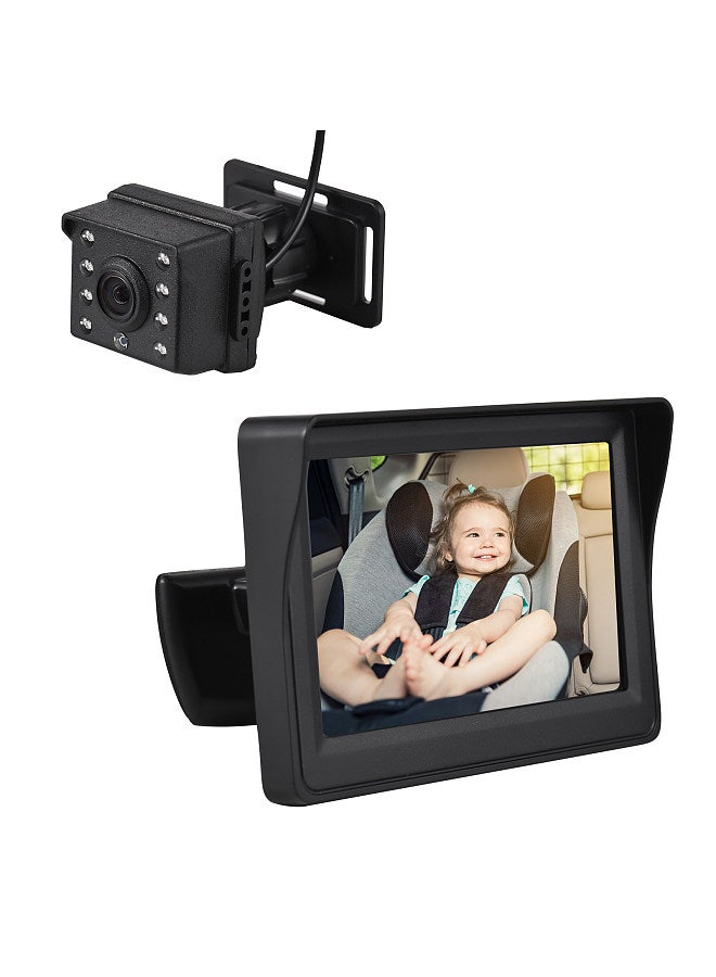 Generic Baby Car Monitor 720P Monitor Camera for Baby Rear Facing Seat 4.3 Inch Car Seat Mirror Display 150° Wide View Night Vision Baby Car Mirror Camera Easy Installation  - Image 3