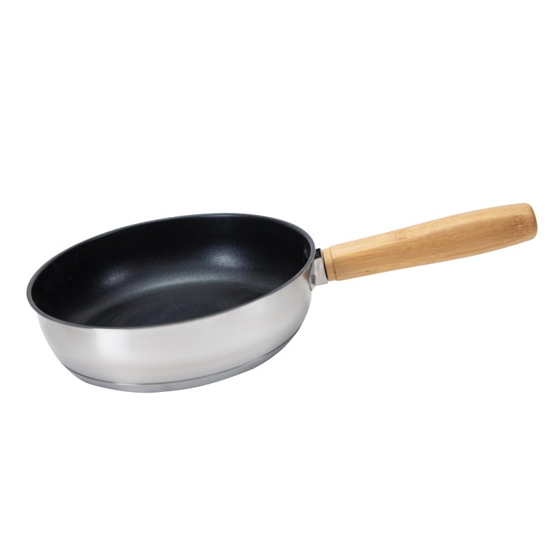 KingCamp 8" Frying Pan Skillet 304 Stainless Steel Nonstick Cookware, Detachable Bamboo Handle with Tote Bag - Use On Open Flame, Charcoal, Wood, Stove or Induction Cooker - Image 1