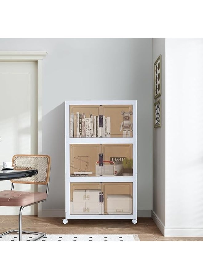 Generic 3-level plastic storage cupboard - equipped with an acrylic drawer and wheels for easy movement AR  - Image 2
