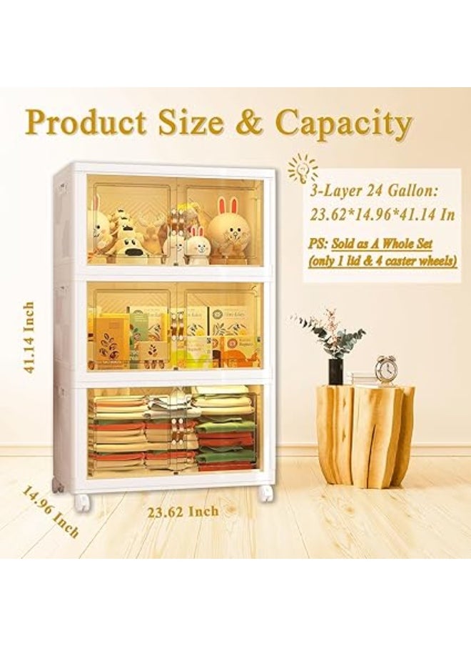 Generic 3-level plastic storage cupboard - equipped with an acrylic drawer and wheels for easy movement AR  - Image 3