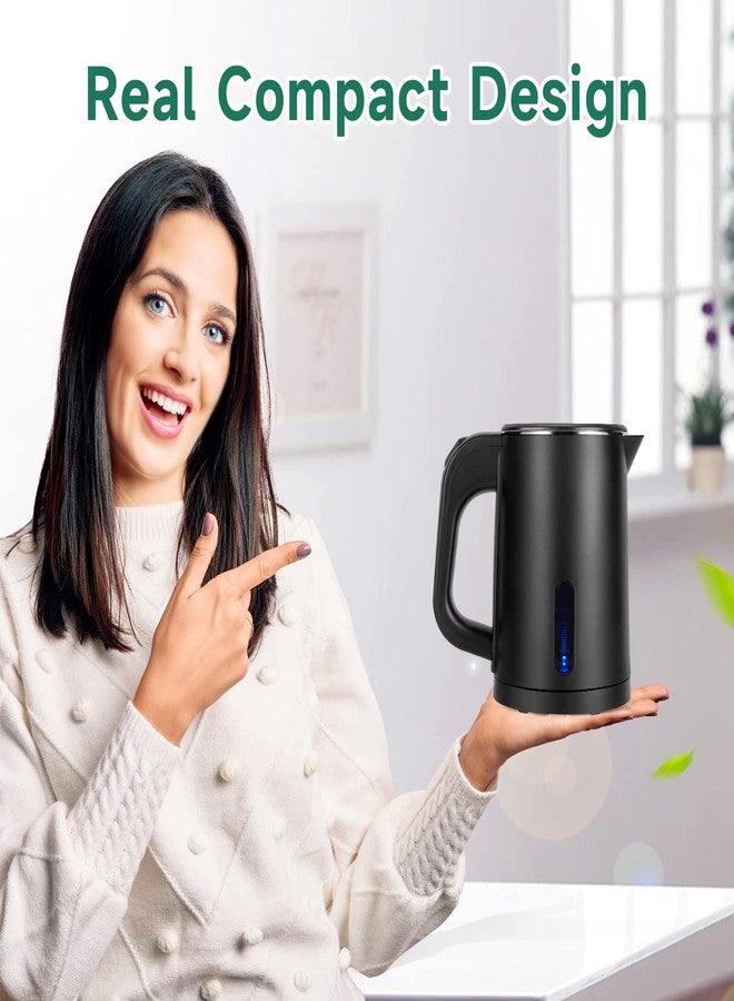 Wdcme Small Electric Tea Kettle Stainless Steel, 0.8L Portable Mini Hot Water Boiler Heater, Travel Electric Coffee Kettle with Auto Shut-Off & Boil Dry Protection (Black) - Image 5