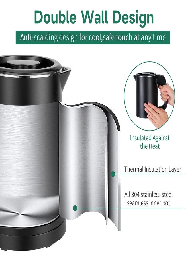 Wdcme Small Electric Tea Kettle Stainless Steel, 0.8L Portable Mini Hot Water Boiler Heater, Travel Electric Coffee Kettle with Auto Shut-Off & Boil Dry Protection (Black) - Image 4