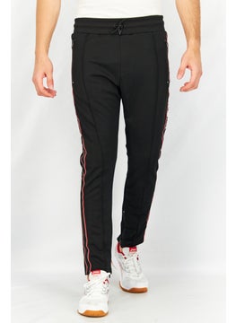 THE KOOPLES Men Skinny Fit Embroidered Logo Casual Pants, Black Combo  - Image 1
