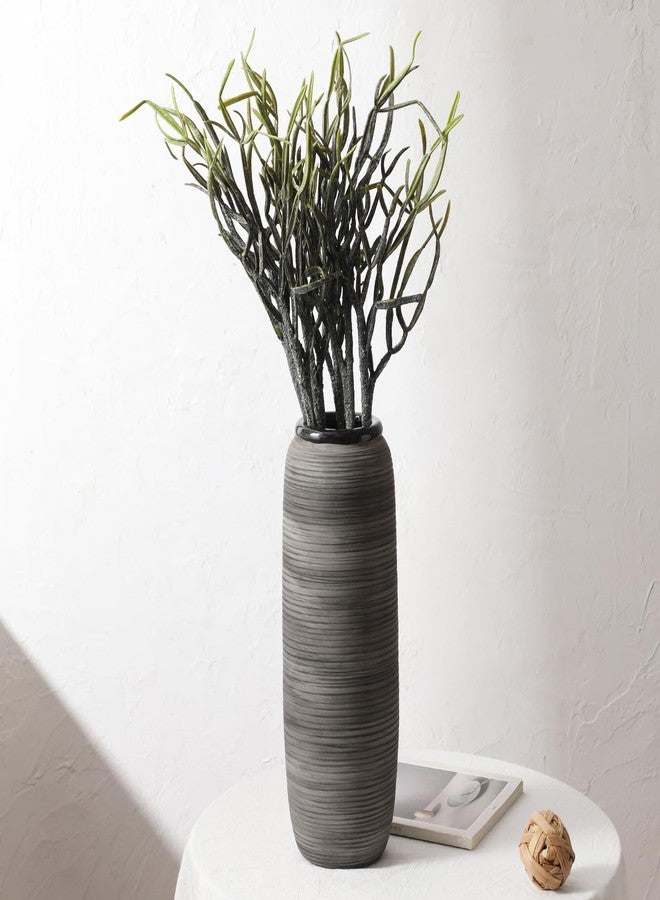 ألما مزهرية أرضية سوداء طويلة من ألما لنبات البامباس، مزهرية أرضية رمادية كبيرة جدًا مقاس 18 بوصة لتزيين المنزل، مزهريات زهور سيراميك كبيرة وفريدة من نوعها لأرضية غرفة المعيشة، والمدفأة، وتزيين رف الموقد - Image 5