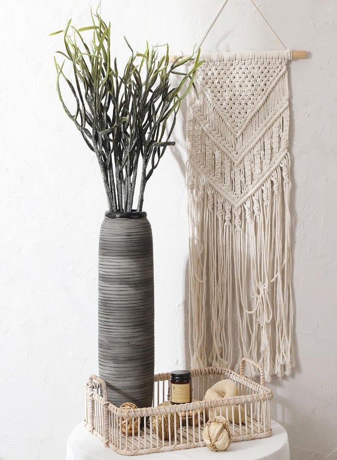 ألما مزهرية أرضية سوداء طويلة من ألما لنبات البامباس، مزهرية أرضية رمادية كبيرة جدًا مقاس 18 بوصة لتزيين المنزل، مزهريات زهور سيراميك كبيرة وفريدة من نوعها لأرضية غرفة المعيشة، والمدفأة، وتزيين رف الموقد - Image 1