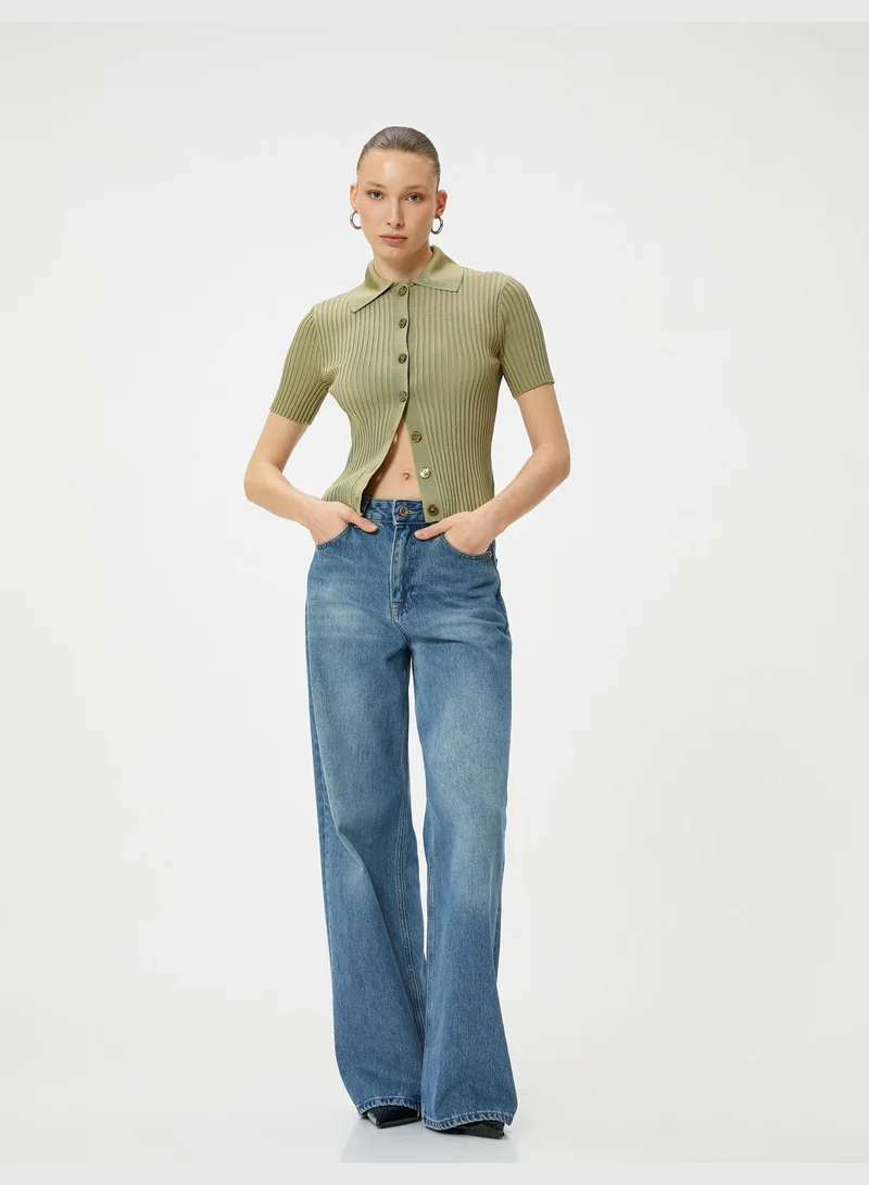 KOTON Ribbed Polo Neck Sweater