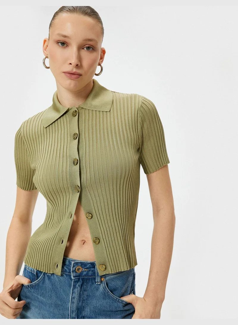 KOTON Ribbed Polo Neck Sweater