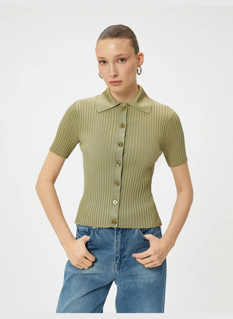 KOTON Ribbed Polo Neck Sweater