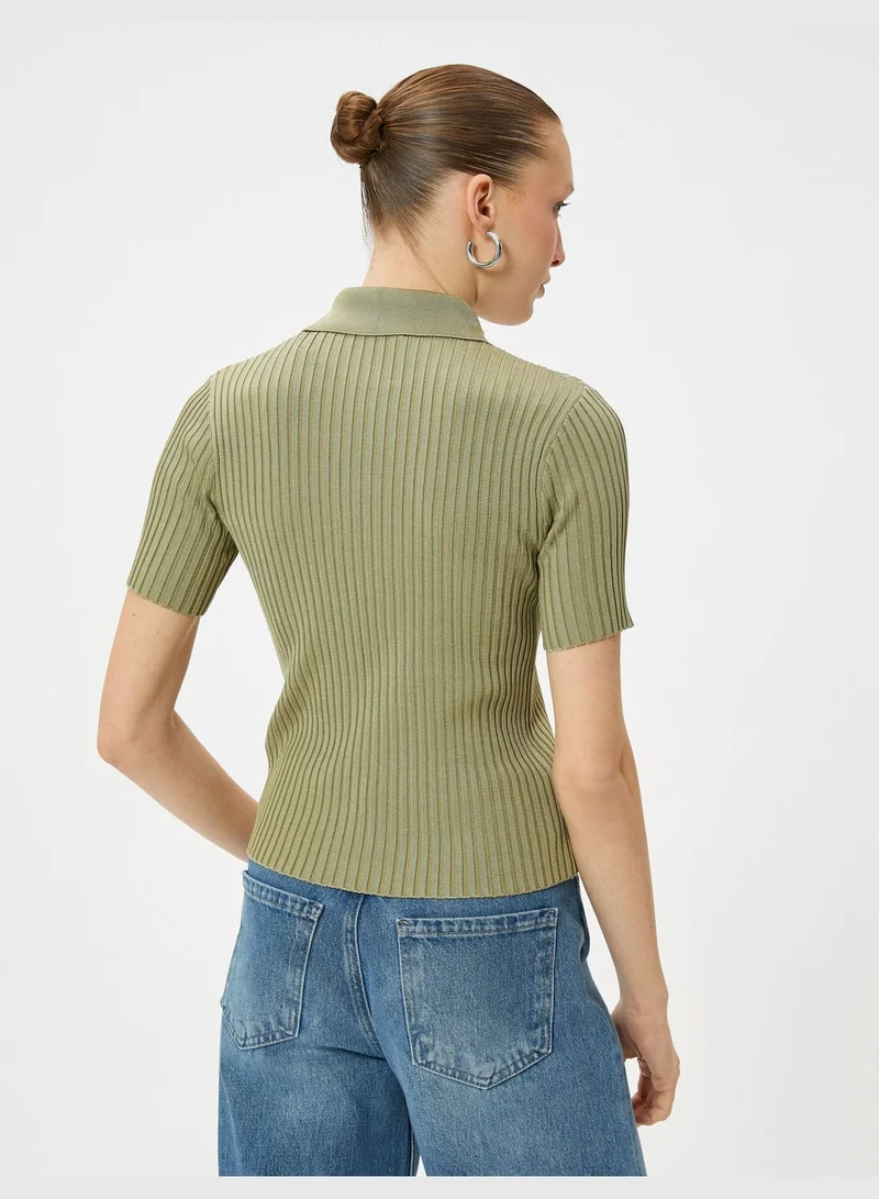 KOTON Ribbed Polo Neck Sweater