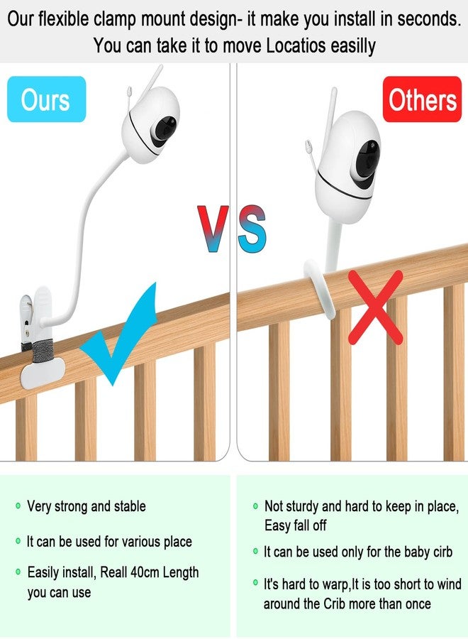 AISVAN 15.7 inch Flexible Baby Monitor Clip Mount for HelloBaby HB6560/HB6550/HB65/HB40/HB6339/HB66/HB6550Pro, ANMEATE SM935E, Baby Camera Mount Holder Stand with , Attach to Baby Crib Without Without Tools - Image 3