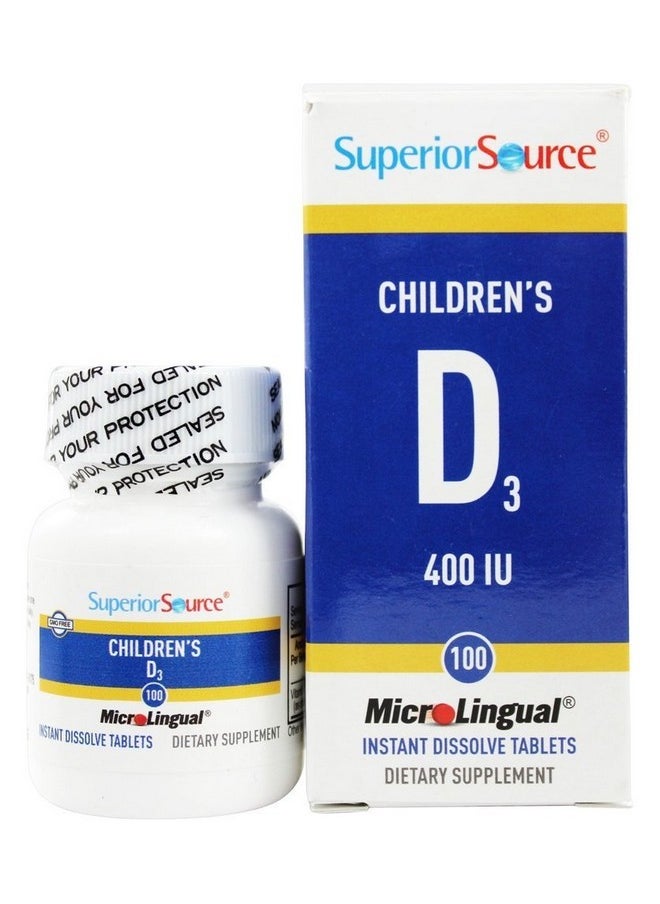 Superior Source Superior Source Children's Vitamin D3 400 IU - Teeth, Bone & Immune Support Supplement for Kids - Non-GMO - 100 MicroLingual Dissolvable Tablets  - Image 2