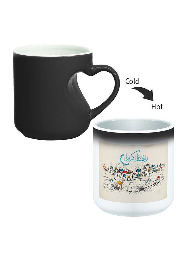 RKN Ramadan Kareem Printed Magic Coffee Mug With Inner Heart Handle Black 11ounce - Image 1