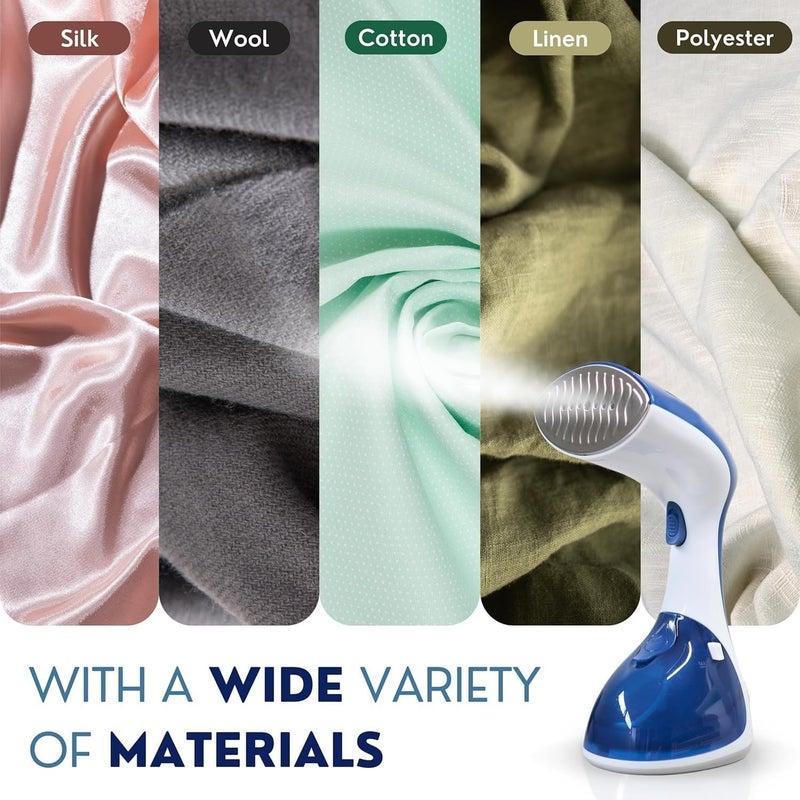 KLIKON Handheld Garment Steamer (Blue)- Steam Iron for Travel with 270ml Detachable Water Tank, Fast 25s Heat up, 1300W, Horizontal and Vertical Steaming, Brush Head Included KGS-311 - Image 4