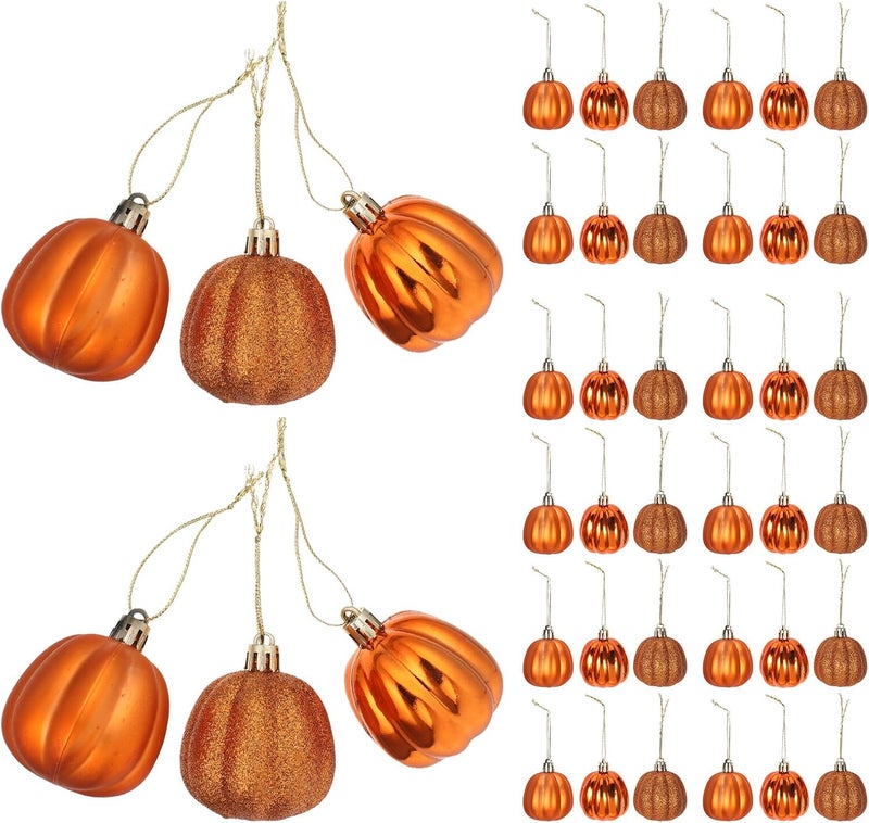 MAGICLULU 36pcs Mini Artificial Pumpkin Hanging Ornaments, Autumn Simulation Plastic Pumpkin Decorations for Fall Tree, Thanksgiving Harvest Party Home Décor - Image 1