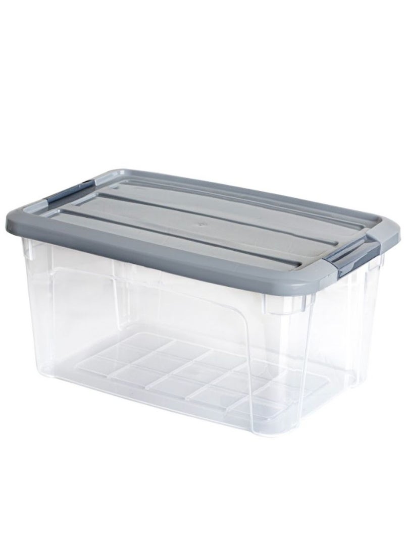 FOLY LIFE Clear plastic royal storage box food container with airtight clip cover lid to keep food fresh deep freezer & dish washer machine usable grey 5.7 liters  - Image 1
