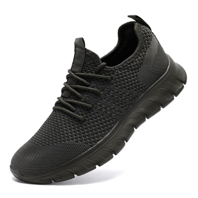 YRLTYO Mens Running Tennis Shoes Walking Workout Sneakers Lightweight Breathable Athletic Casual Fashion Sneaker Slip On Gym Sport Shoes Grey Size 12 - Image 1