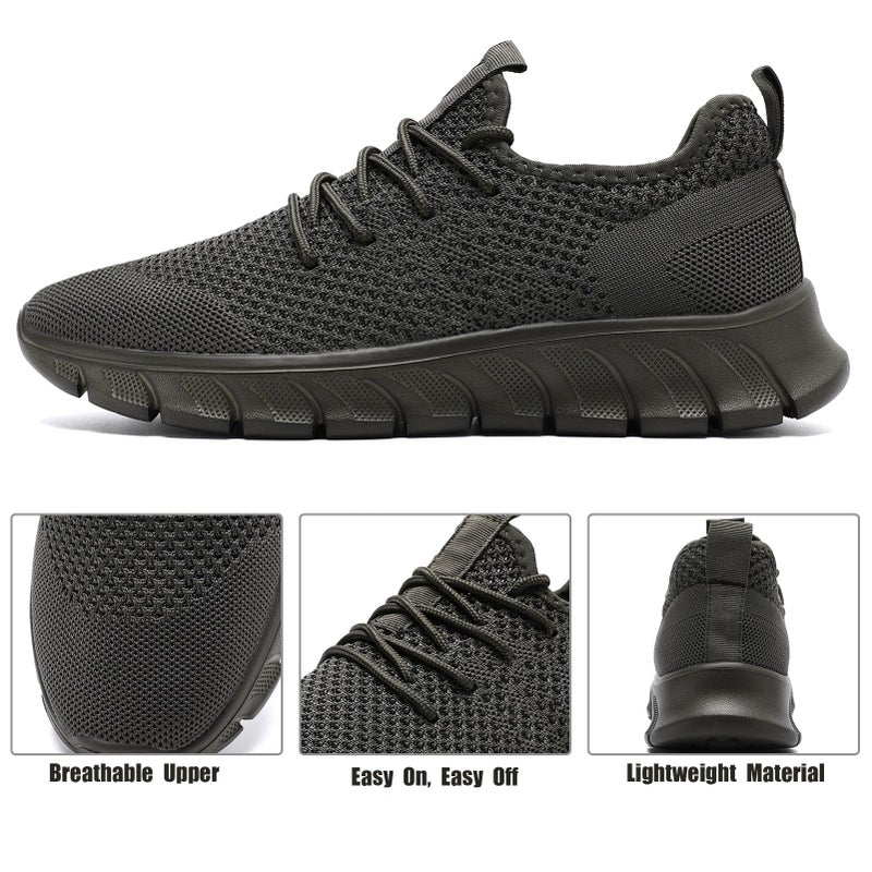 YRLTYO Mens Running Tennis Shoes Walking Workout Sneakers Lightweight Breathable Athletic Casual Fashion Sneaker Slip On Gym Sport Shoes Grey Size 12 - Image 3