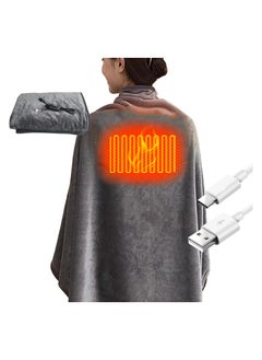 USB Heated Warm Shawl Cordless Heated Blanket Shawl Battery Operated Soft and Comfortable Heated Blanket Heated Throw Electric Lap Blanket Pillow with 3 Heat Settings Holiday Warm Gift