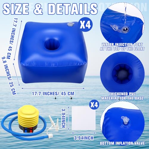 Simgoing 5 Pcs Water Float Kit for Canopy Including 4 Pcs PVC Floats 18x18x10 and Hand Air Pump for Pool Lake Beach Canopy Not IncludedBlue - Image 5