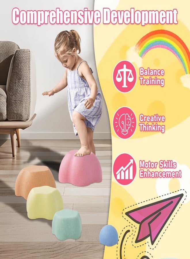 ANLIK Toddler Stepping Stones, Stimulate Children's Creativity and Imagination, Improve Their Balance and Motor skills, Flower-Shaped Stepping Stones, 5-piece set (Pink) - Image 2