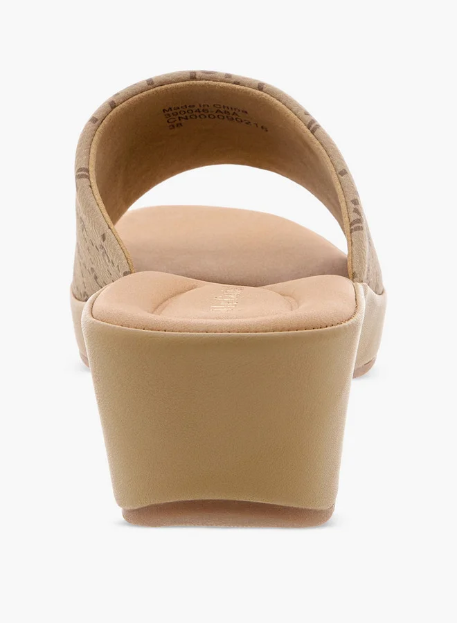 Le Confort Women's Monogram Slip-On Sandals with Wedge Heels