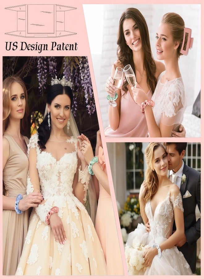 Featch Bridesmaid Proposal Gifts 8pcs Hair Claw Clips & 8pcs Satin Hair Ties Scrunchies Bachelorette Party Bridal Shower Present Good ideas Gift for Wedding Party Favors White&Dusty Rose - Image 3