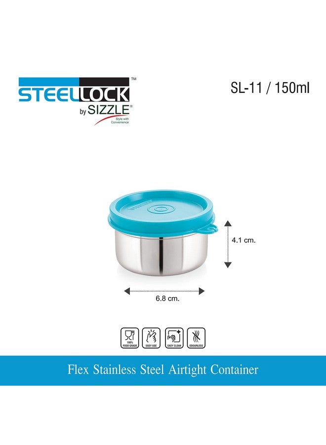 STEELLOCK Flex Stainless Steel Containers Size Deep 150ml x 4 (Turquoise) - Image 4