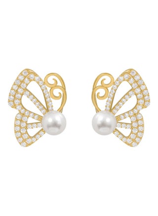 925 Sterling Silver Rhinestone Pearl Half Butterfly Stud Earrings - pzsku/ZF3C2E396ACA79A811500Z/45/_/1691582630/d368ec71-344d-4d1c-99fc-c66217cdc79c